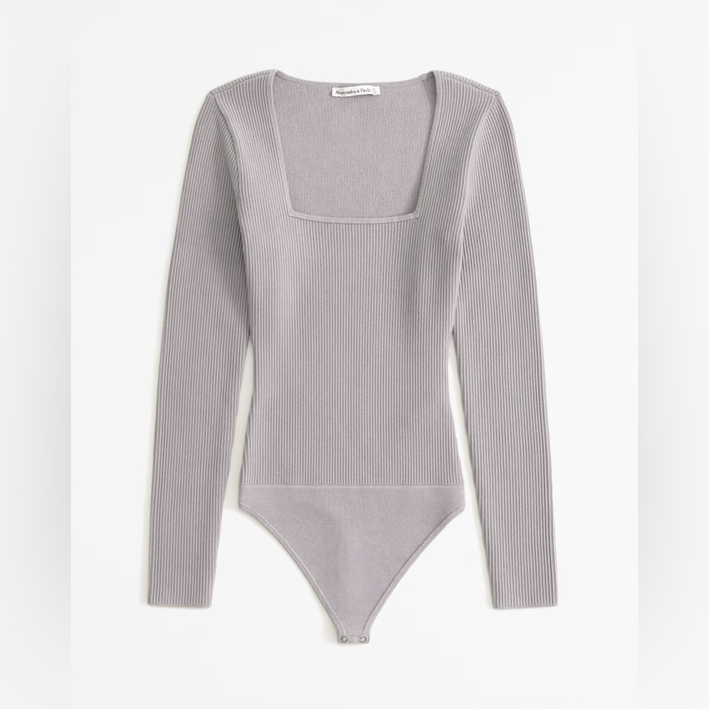 Abercrombie &‎ Fitch Light Gray Square Neck Bodysuit